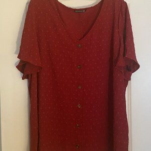 BloomChic Cranberry Red (Burgundy) Polka-Dot Blouse: size 22-24